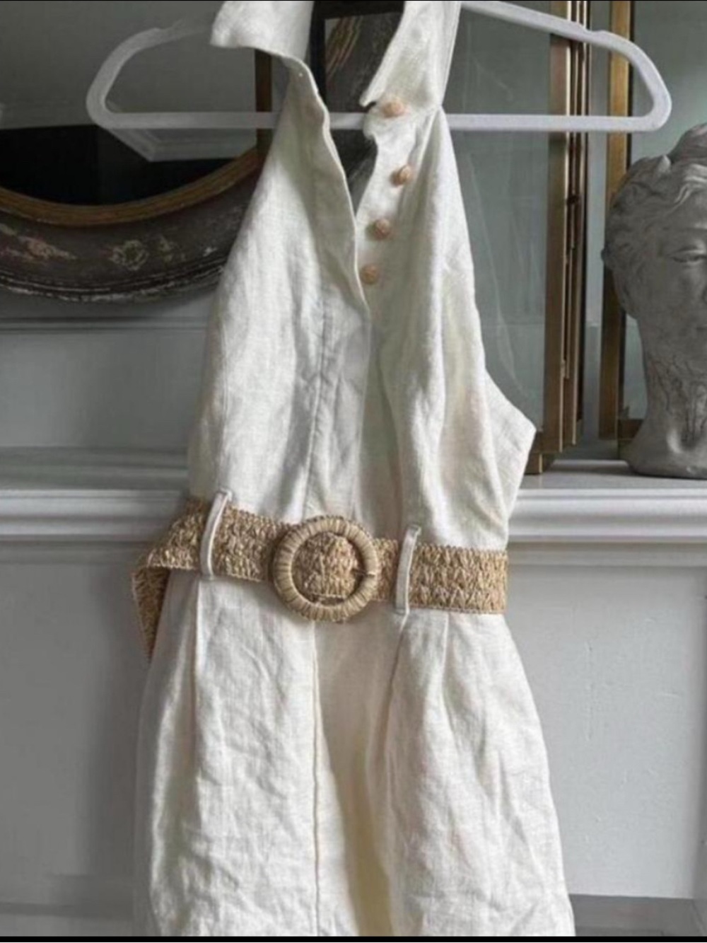 House of Harlow 1960 Cream Halter Linen Jumpsuit